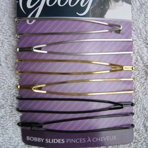 6 Goody Shiny Silver Gold Black Thin Open Design Metal Bobby Slides Hair Pins 15